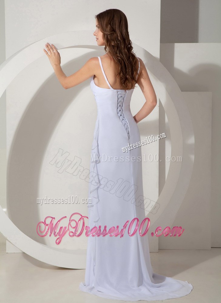Low Cost Empire Straps Brush Sweep Ruched Summer Wedding Dress