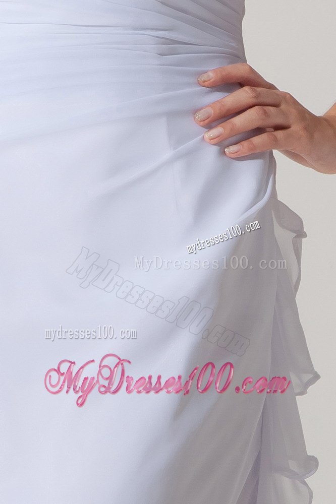 Low Cost Empire Straps Brush Sweep Ruched Summer Wedding Dress