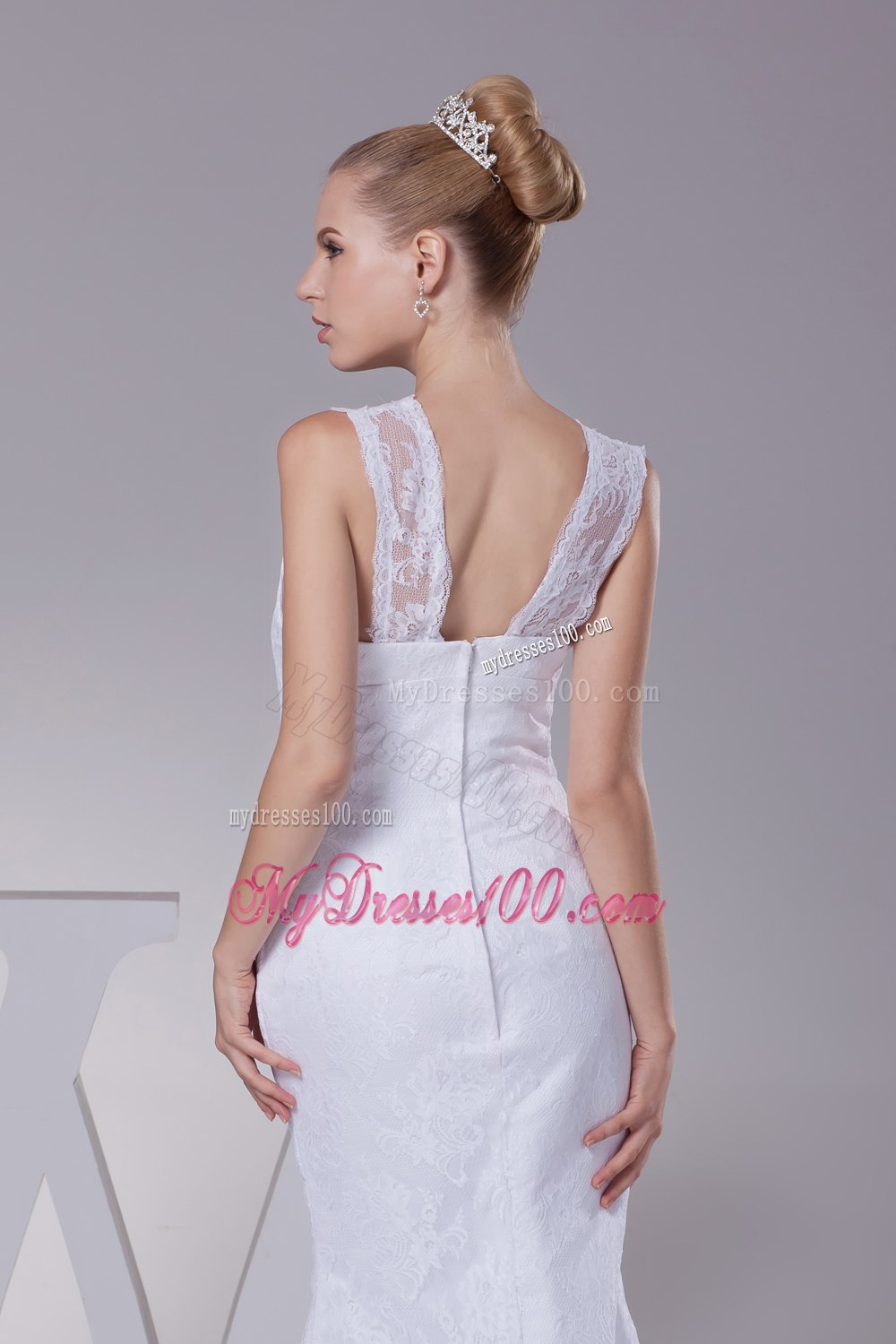 Mermaid V-neck High Slit Brush Train Wedding Dress