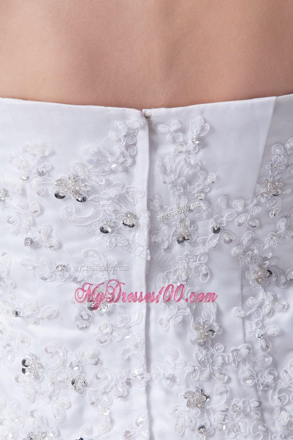Mini-length Lace Strapless Column Wedding Dress