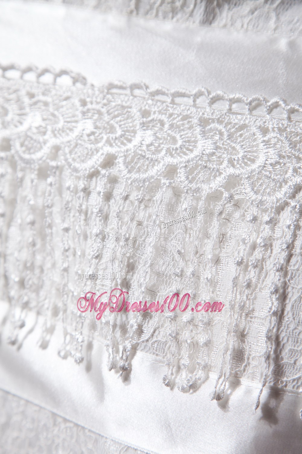New Arrival Column Strapless Tea-length Lace Beading Wedding Dress