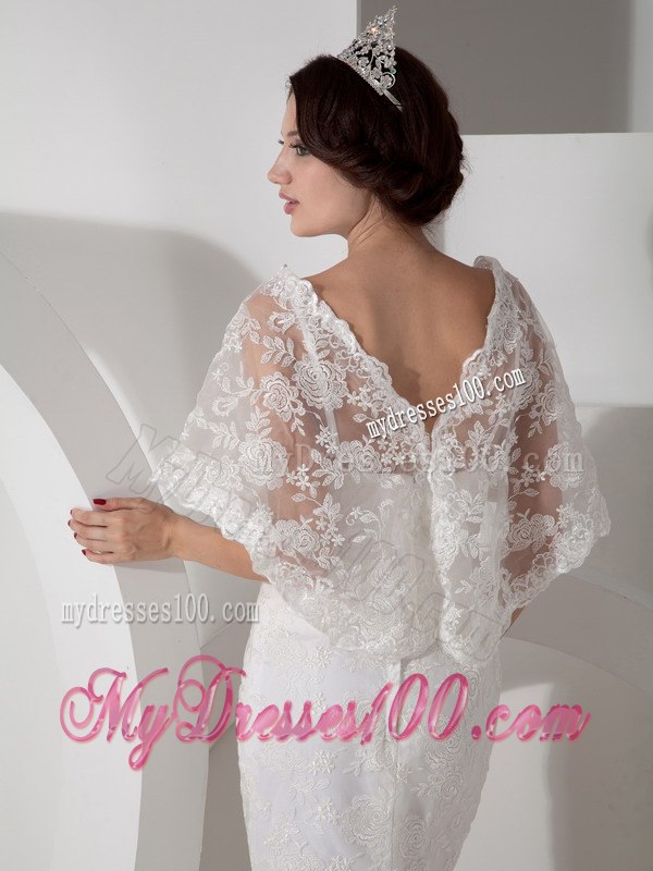 New Arrival Column V-neck Brush Train Lace Wedding Dress for Hall