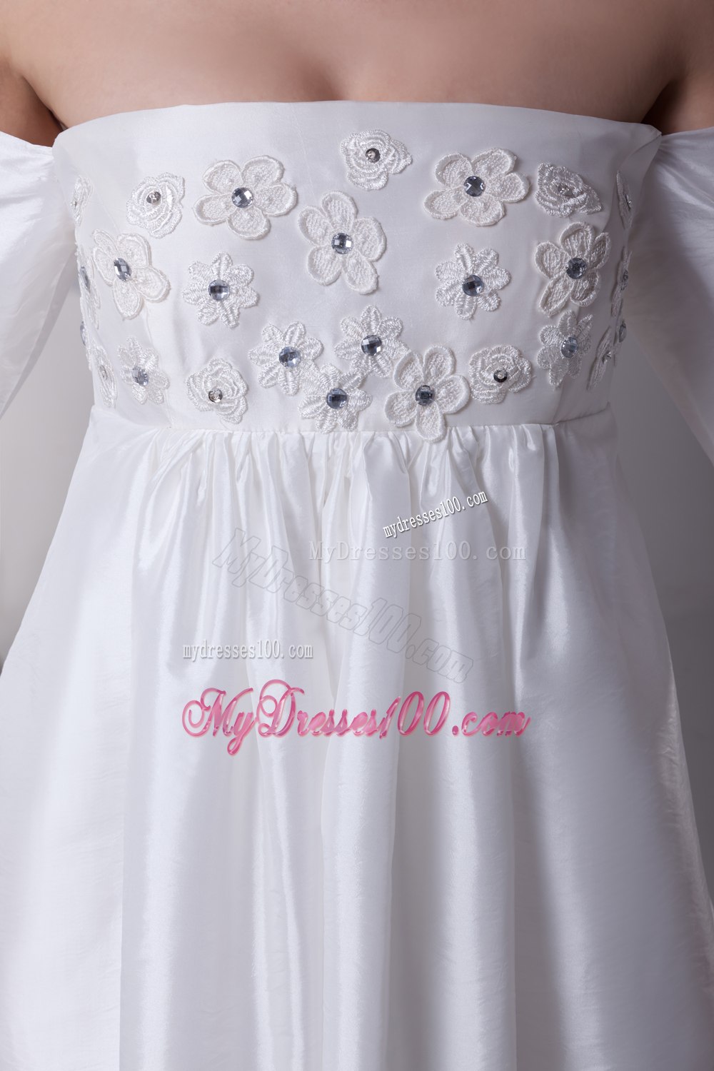 Off The Shoulder 3/4 Sleeves Knee-length Wedding Dress