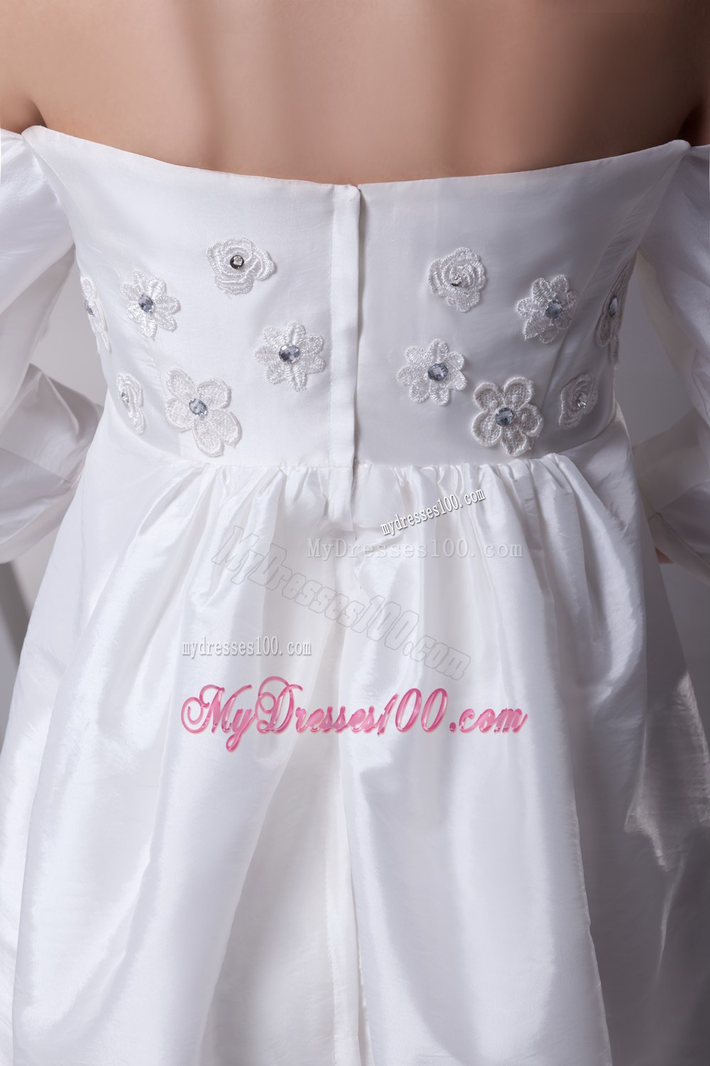 Off The Shoulder 3/4 Sleeves Knee-length Wedding Dress
