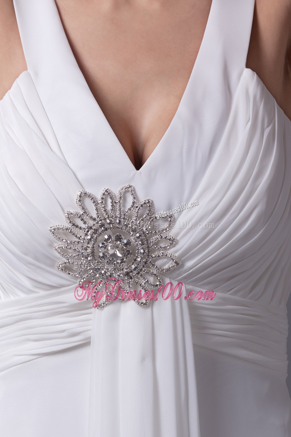 Perfect 2013 Empire V-neck Column Long Beading Wedding Dress