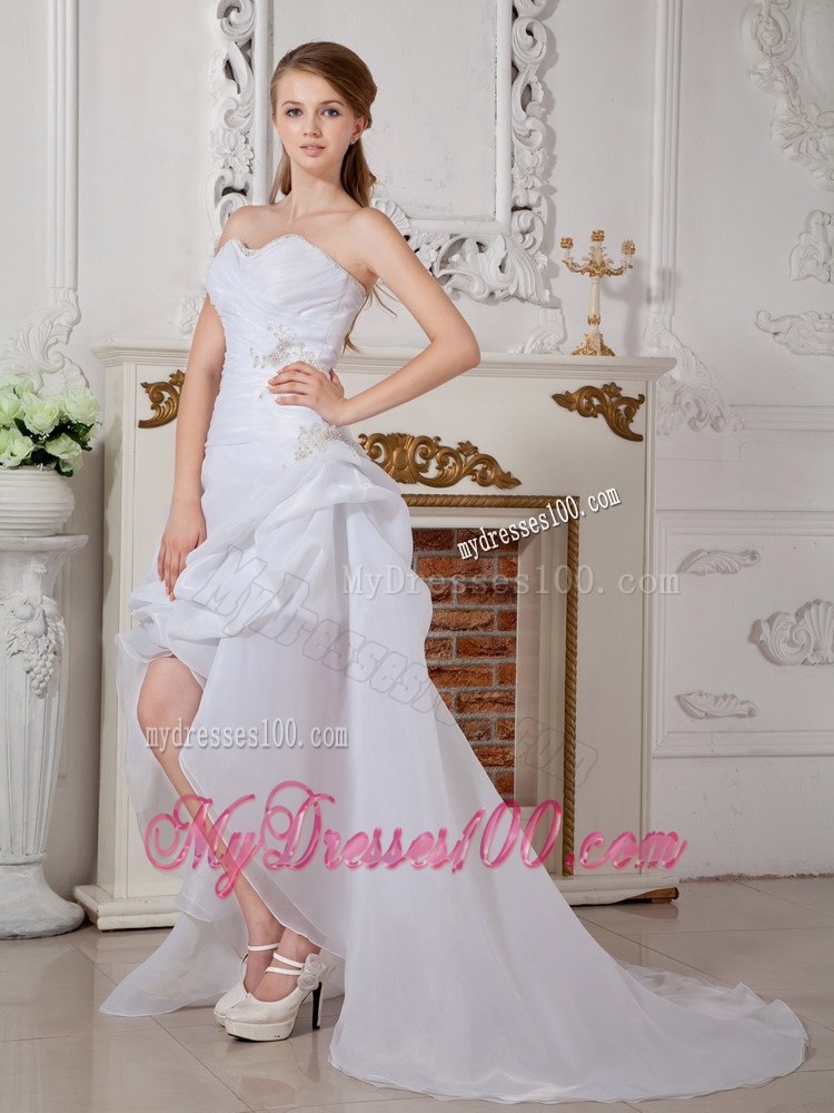 Perfect Sweetheart High-low Appliques Wedding Dress for 2013 Summer