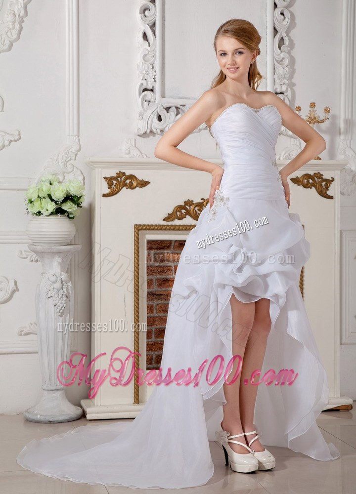 Perfect Sweetheart High-low Appliques Wedding Dress for 2013 Summer