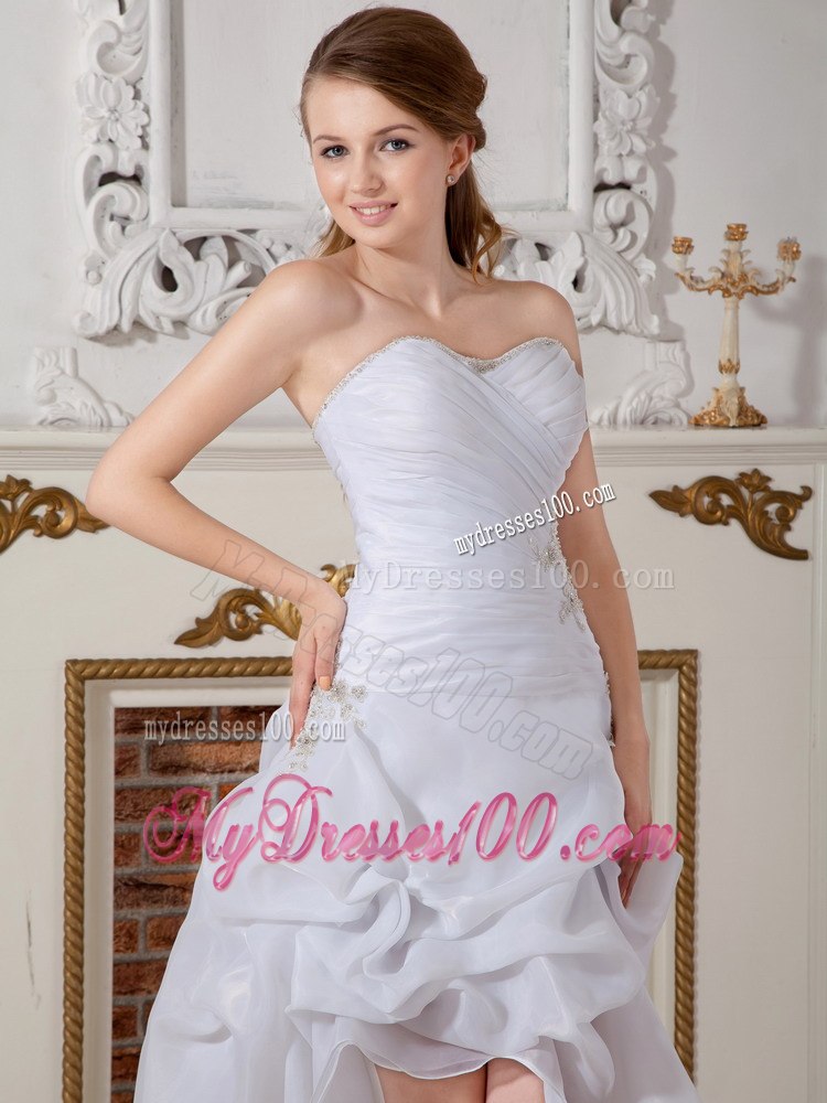 Perfect Sweetheart High-low Appliques Wedding Dress for 2013 Summer