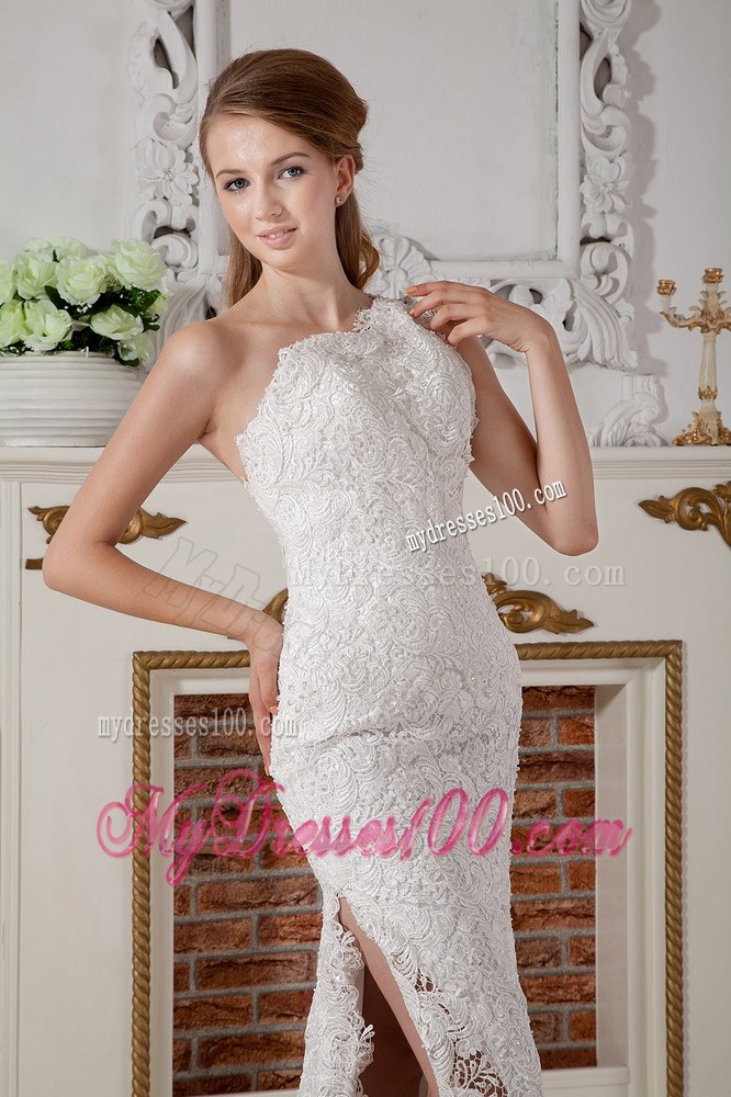 Perfect Column One Shoulder Brush Train Beach 2013 Wedding Dresses
