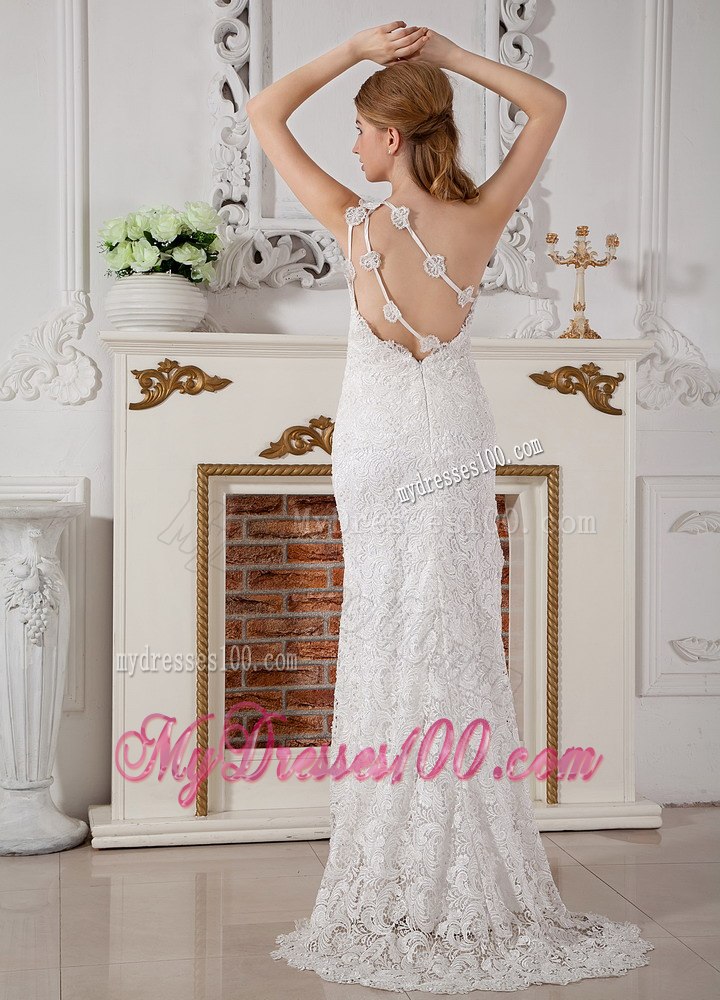 Perfect Column One Shoulder Brush Train Beach 2013 Wedding Dresses