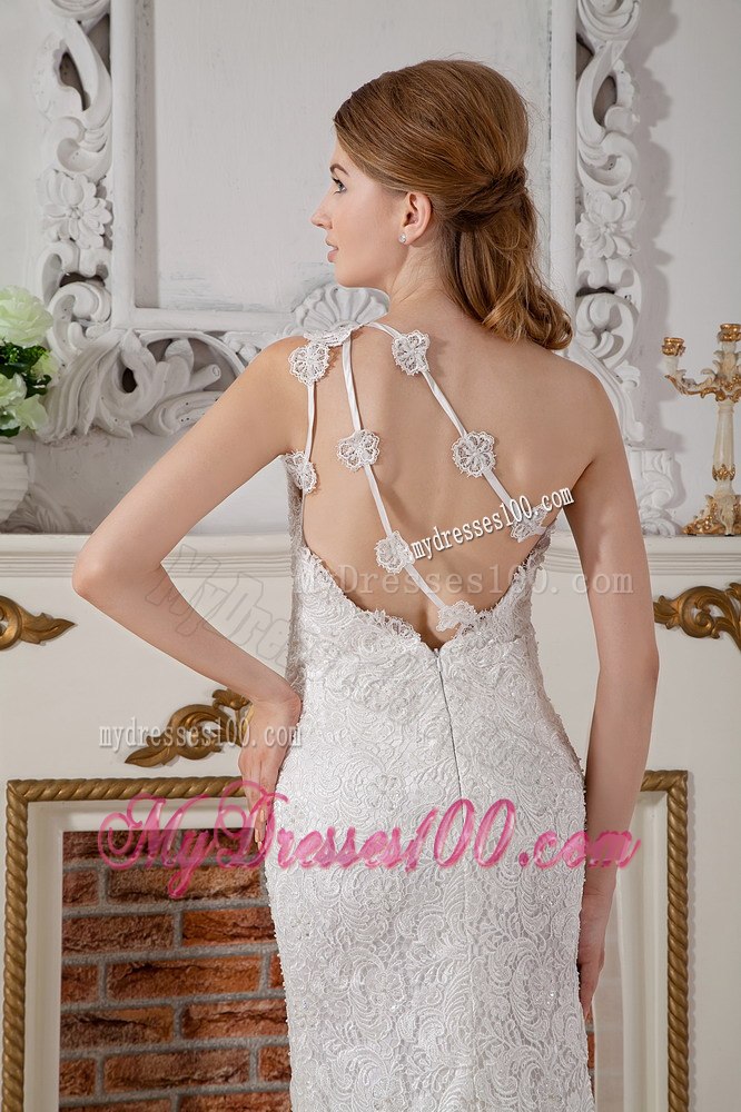 Perfect Column One Shoulder Brush Train Beach 2013 Wedding Dresses