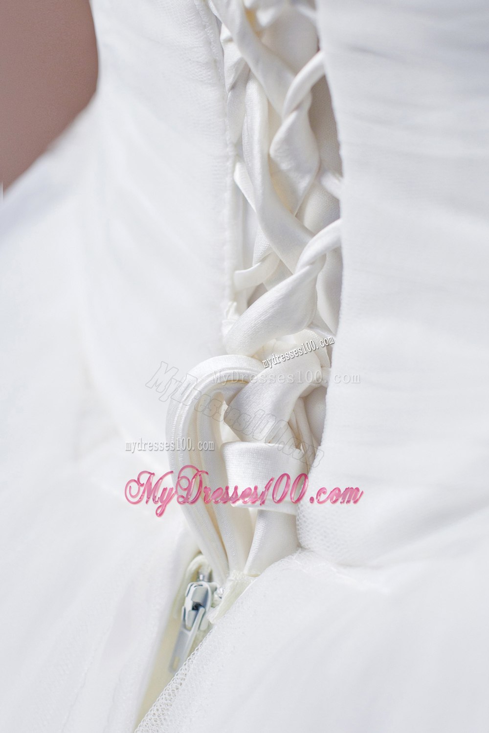 Popular Strapless Long Beading Hand Made Flower Wedding Dress