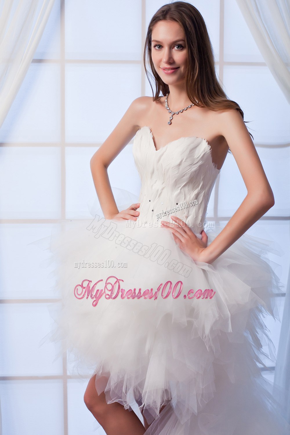 Beautiful Princess Sweetheart High-low Appliques Beach Wedding Dresses