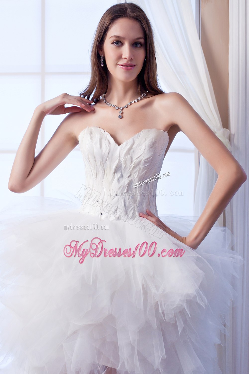 Beautiful Princess Sweetheart High-low Appliques Beach Wedding Dresses