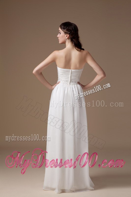 Popular Empire Strapless Floor-length Appliques Beach Wedding Dresses