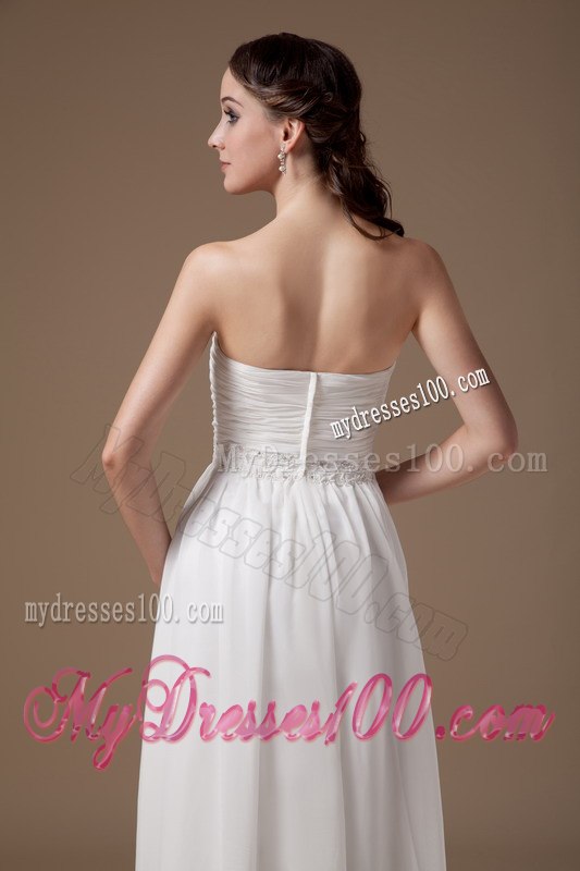 Popular Empire Strapless Floor-length Appliques Beach Wedding Dresses