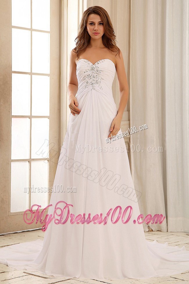 Pretty Sweetheart Beading Ruched 2013 Wedding Dress For Outdoor