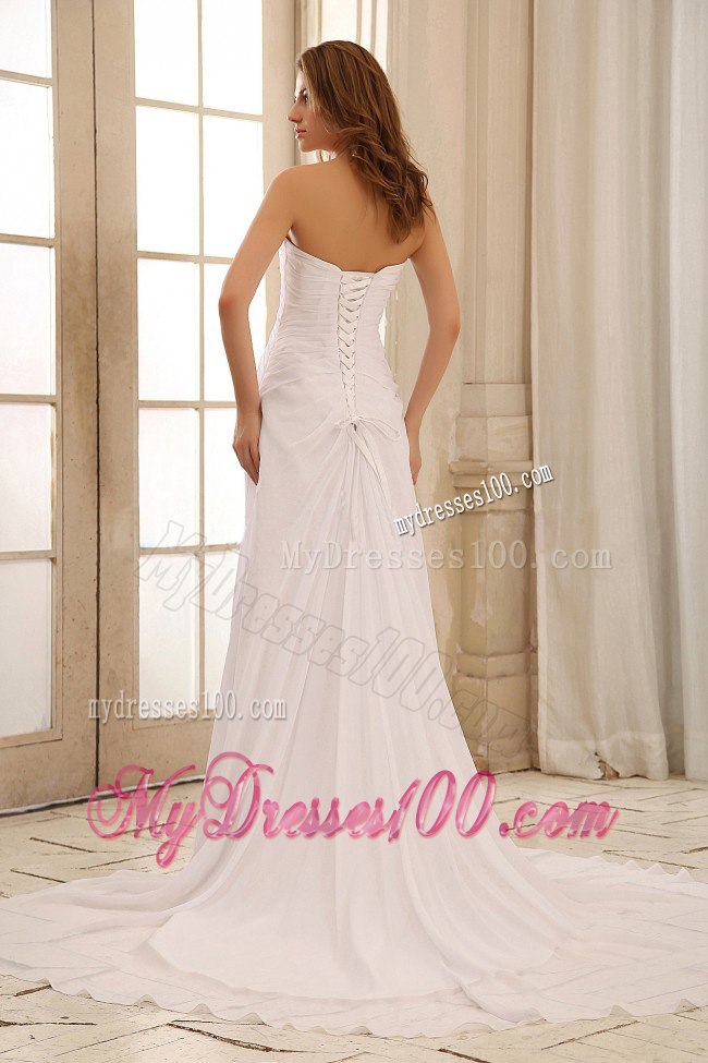 Pretty Sweetheart Beading Ruched 2013 Wedding Dress For Outdoor