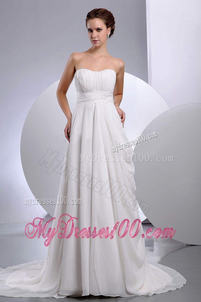Simple Ruched Strapless Empire 2013 Summer Garden Wedding Dress