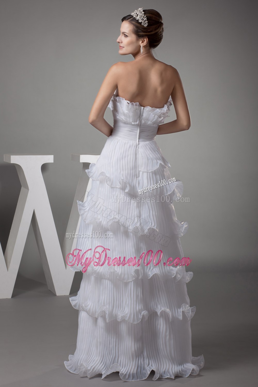 Ruffles Column / Sheath Strapless Long Wedding Dress