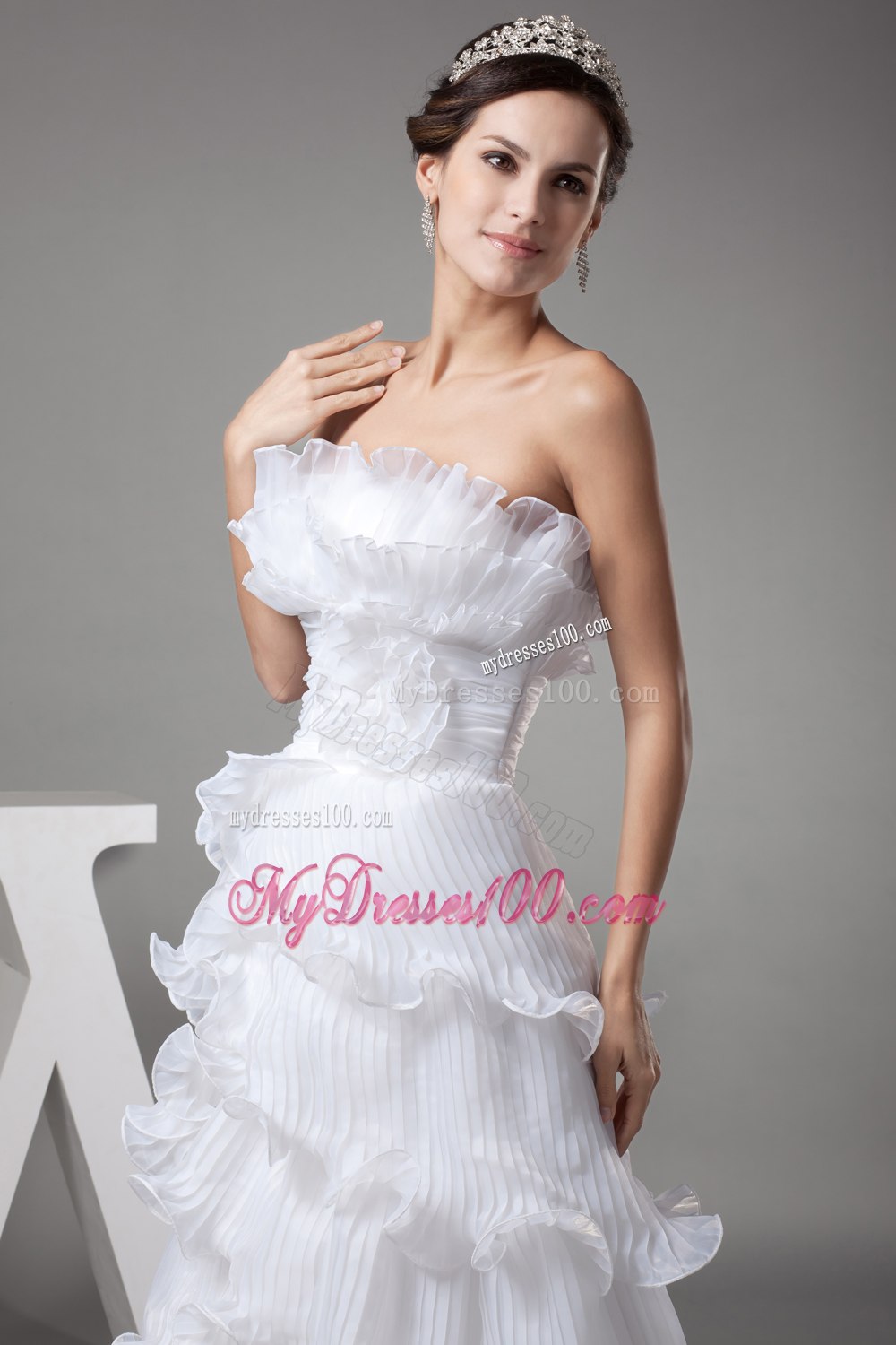 Ruffles Column / Sheath Strapless Long Wedding Dress