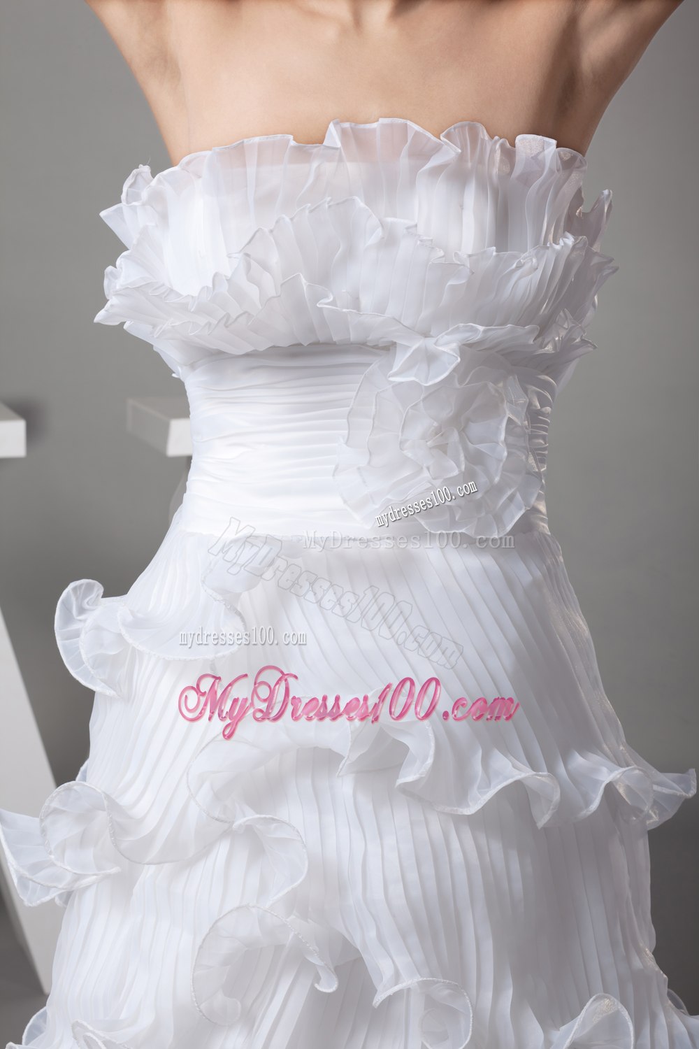 Ruffles Column / Sheath Strapless Long Wedding Dress