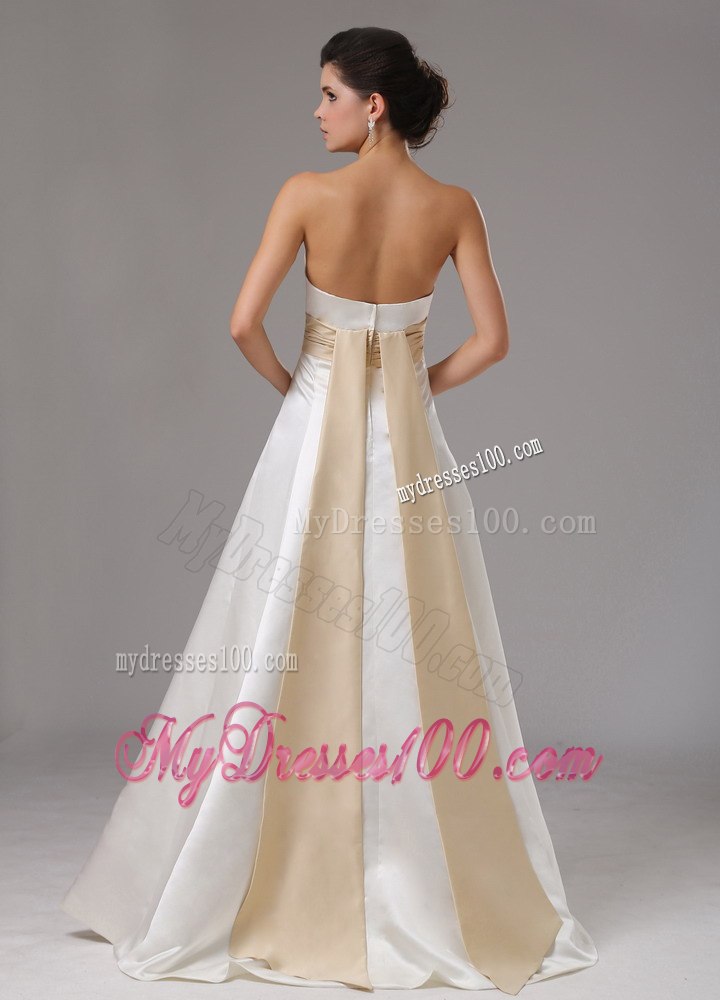 Sash Strapless and Floor-length For Modest Wedding Dress