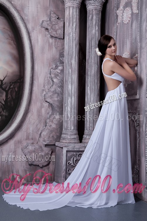 Sexy V-neck Court Train Beading 2013 Summer Beach Wedding Dresses