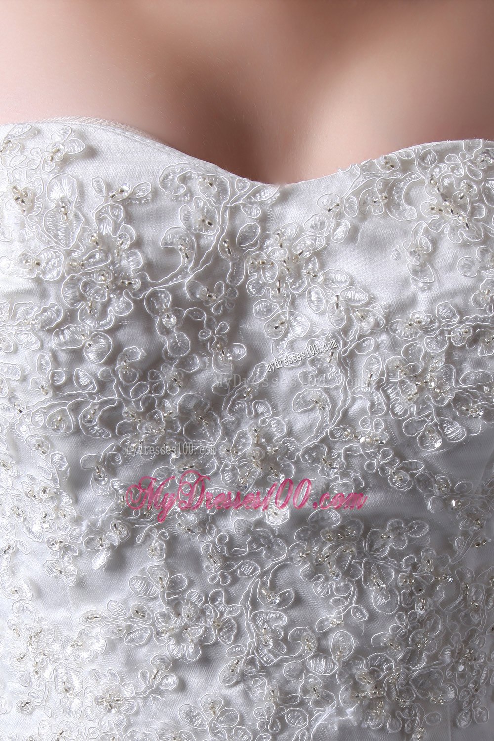 Sexy Column Strapless Strapless High-low Lace Appliques Wedding Dress