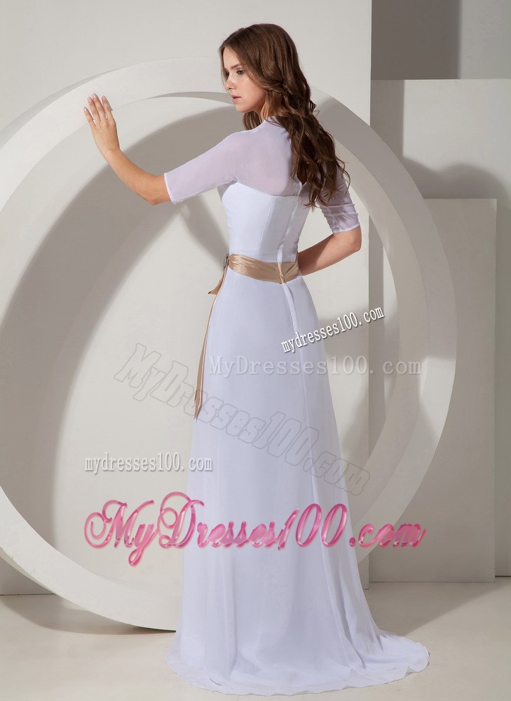 Romantic Column Sheath Square Beach Wedding Dresses Brush Train