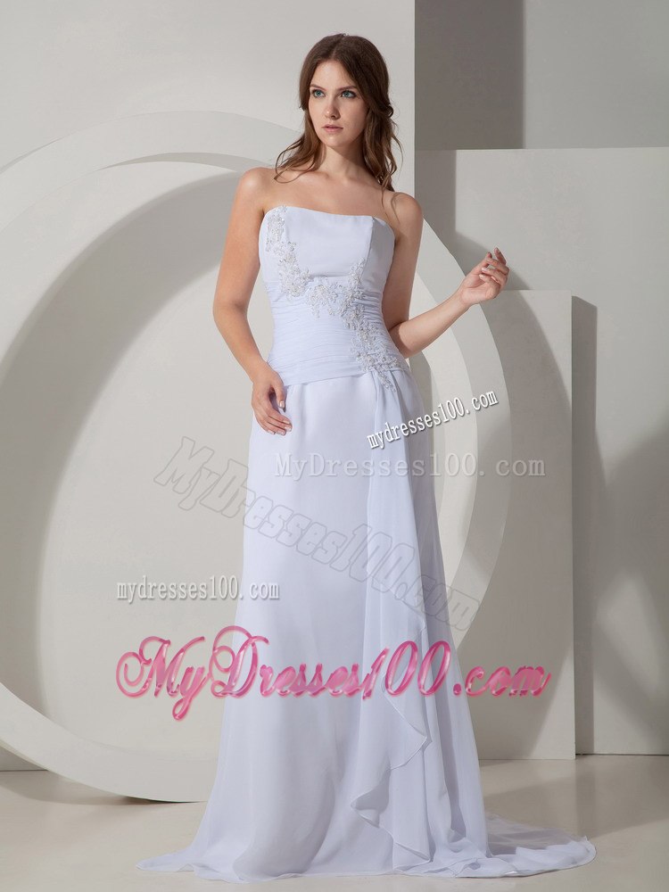 Sexy Column / Sheath Strapless Beach Wedding Dress Brush / Sweep