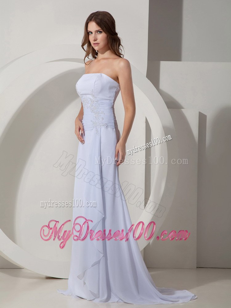 Sexy Column / Sheath Strapless Beach Wedding Dress Brush / Sweep