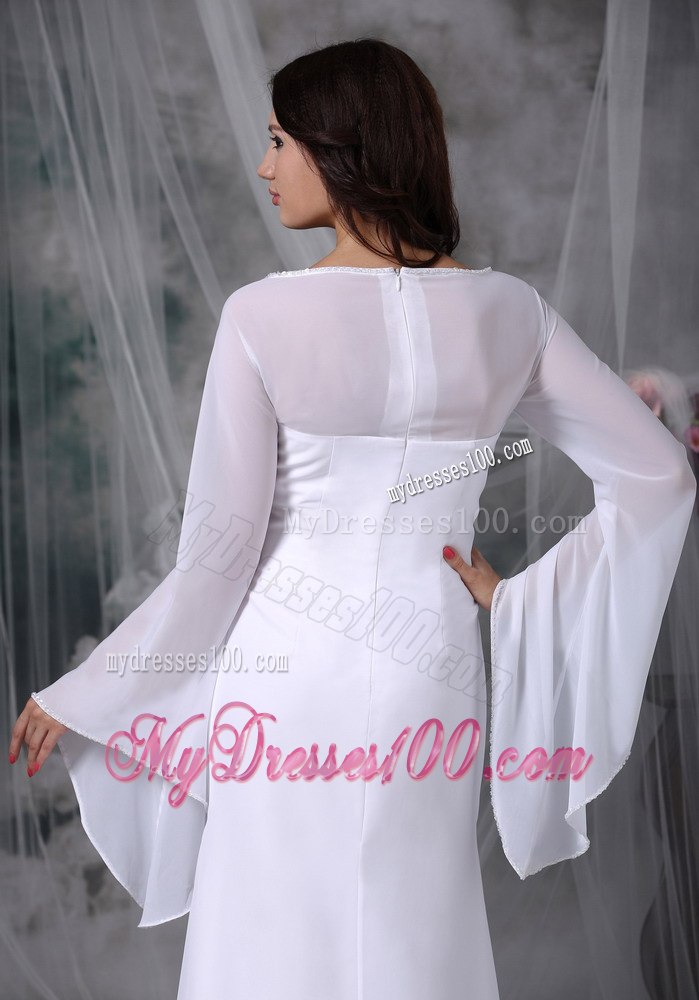 Simple Sweetheart High-low Ruched Long Sleeves Wedding Dress