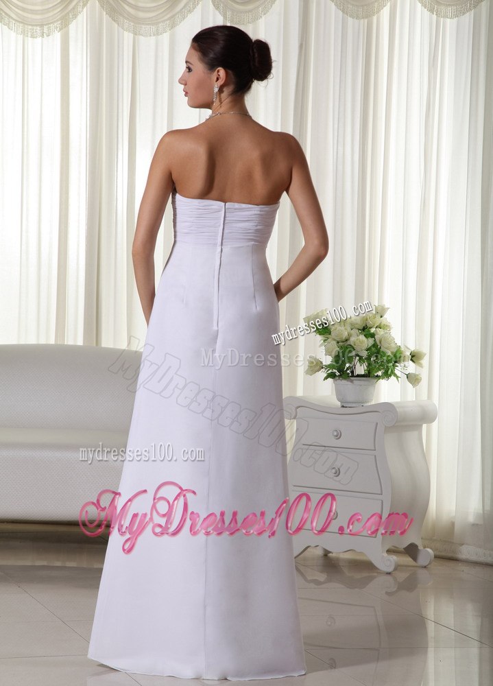 Simple Column Sweetheart Long Ruching Summer Wedding Dresses