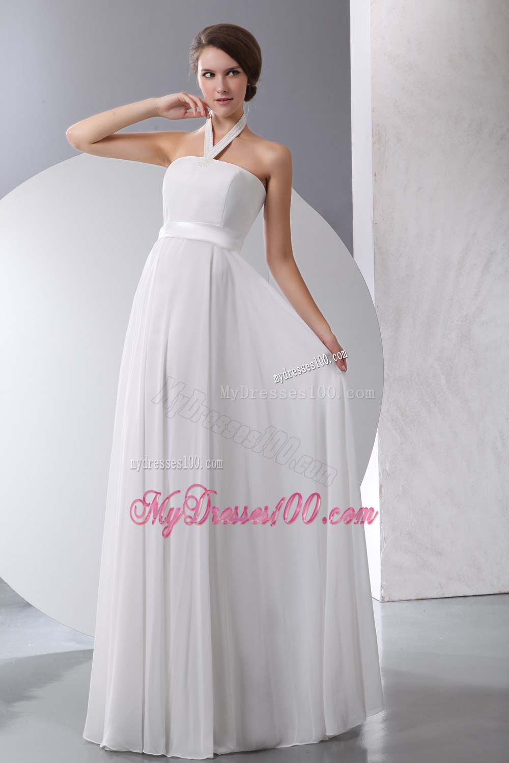 Simple Empire Halter Floor-length 2013 Wedding Dresses for Beach