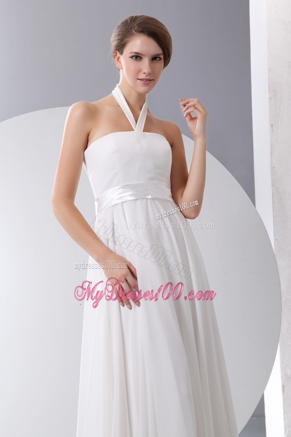 Simple Empire Halter Floor-length 2013 Wedding Dresses for Beach