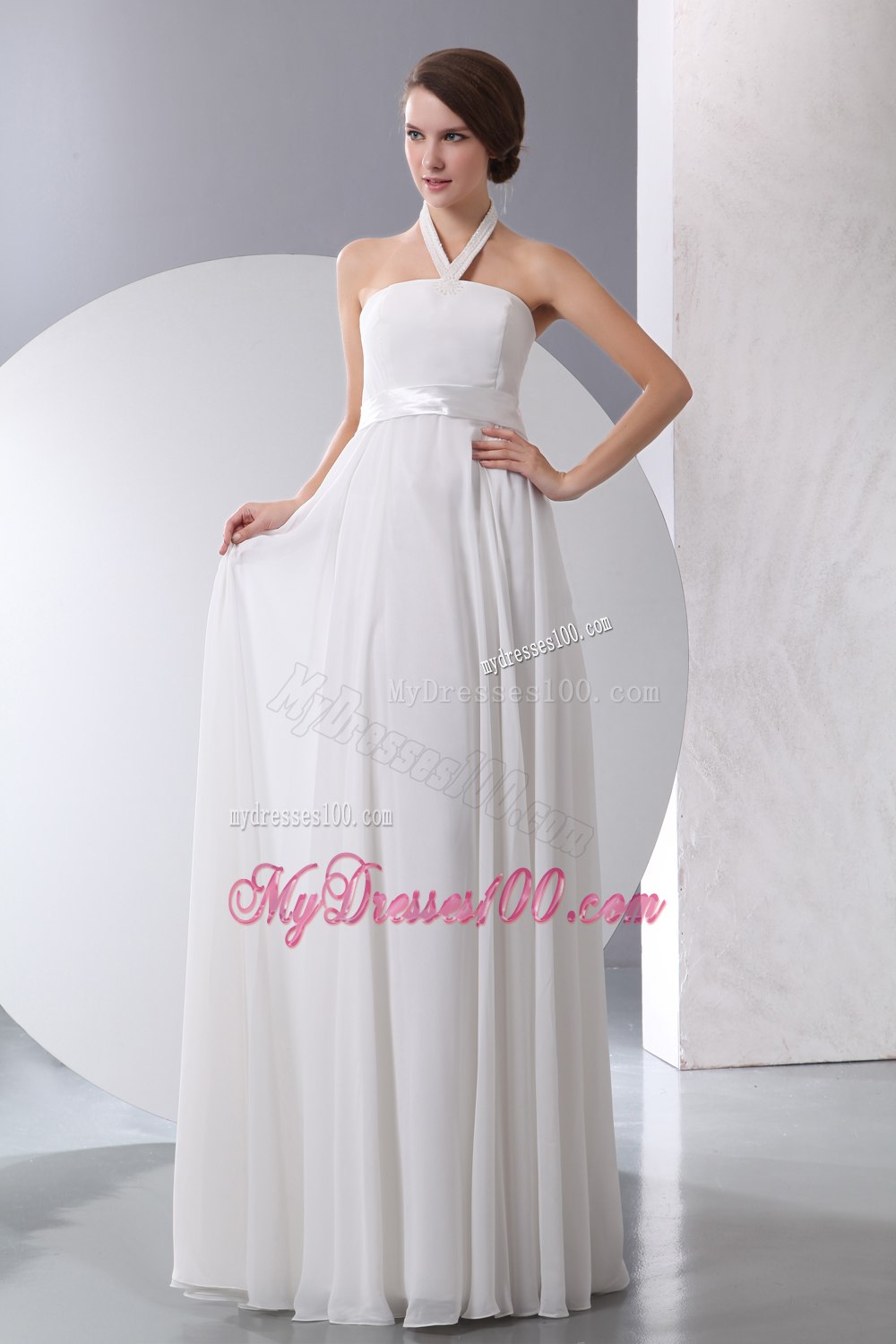 Simple Empire Halter Floor-length 2013 Wedding Dresses for Beach