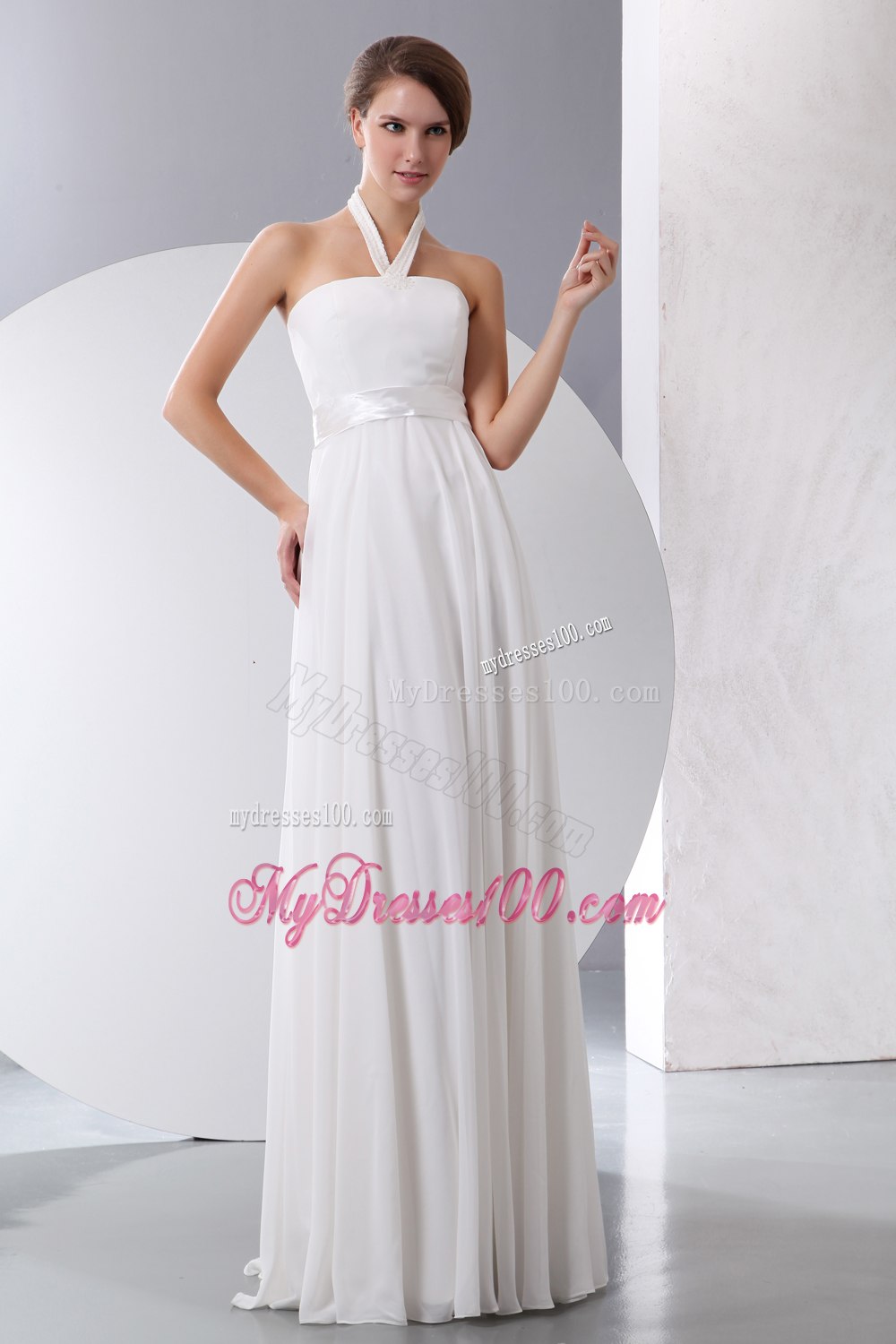 Simple Empire Halter Floor-length 2013 Wedding Dresses for Beach