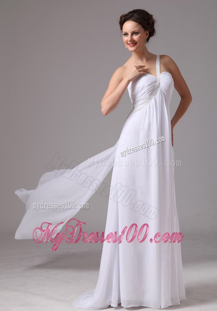 Elegant One Shoulder Watteau Train 2013 Wedding Dress For Beach
