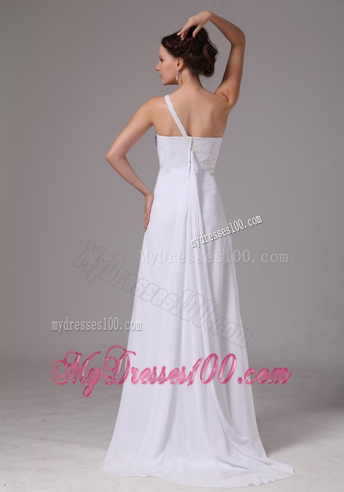 Elegant One Shoulder Watteau Train 2013 Wedding Dress For Beach