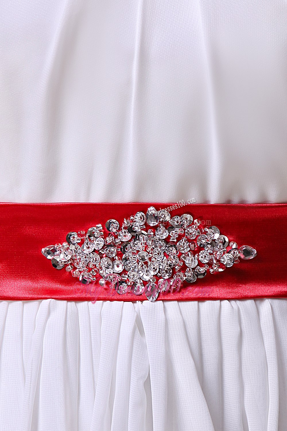 Simple Column Strapless Beading Floor-length Wedding Dress with Belt