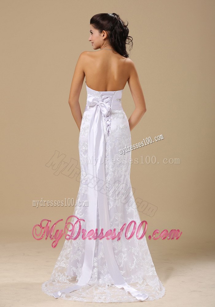 Strapless Lace Over Skirt Beaded Decorate Waist For Wedding Dress