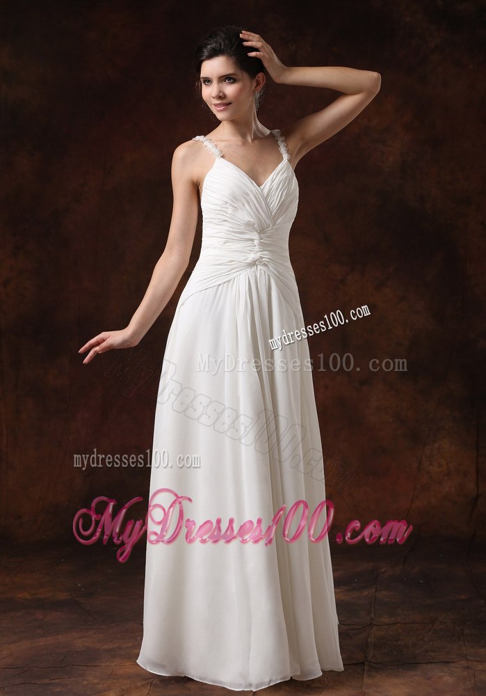 Empire Straps Ruched Bodice Floor-length For 2013 Wedding Dress