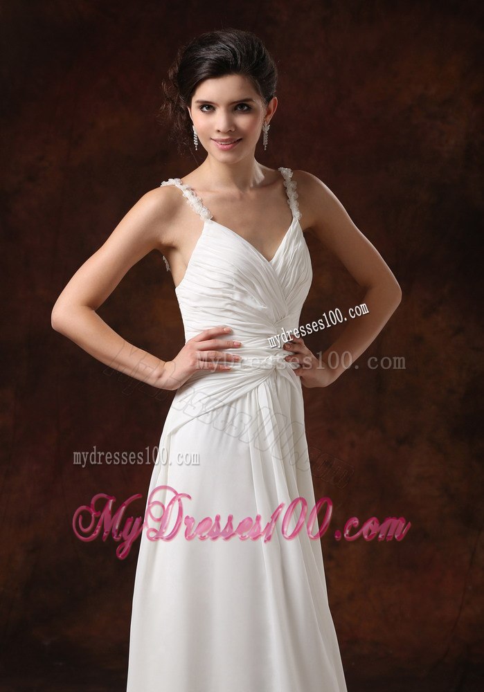 Empire Straps Ruched Bodice Floor-length For 2013 Wedding Dress