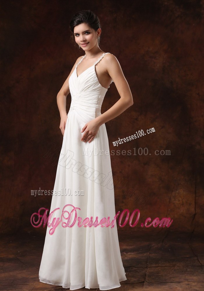 Empire Straps Ruched Bodice Floor-length For 2013 Wedding Dress