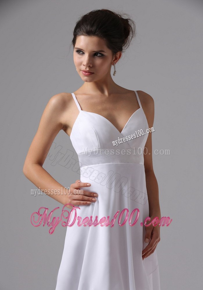Straps Simple Tea-length 2013 Beach Wedding Dresses Custom Made