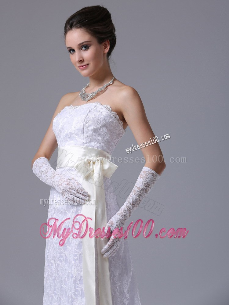 Stylish Strapless Column Sheath Brush Sweep 2012 Wedding Dress