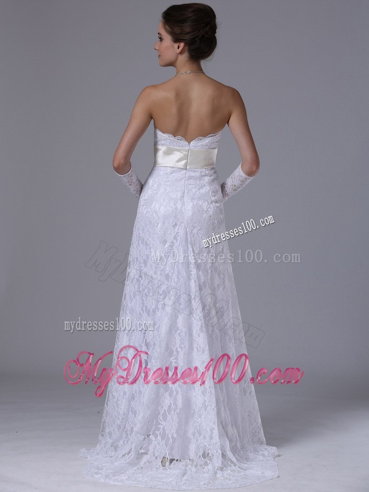 Stylish Strapless Column Sheath Brush Sweep 2012 Wedding Dress
