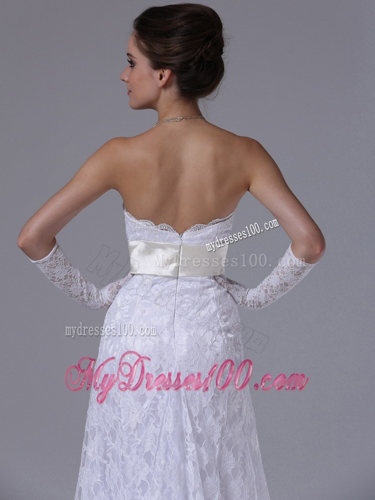 Stylish Strapless Column Sheath Brush Sweep 2012 Wedding Dress