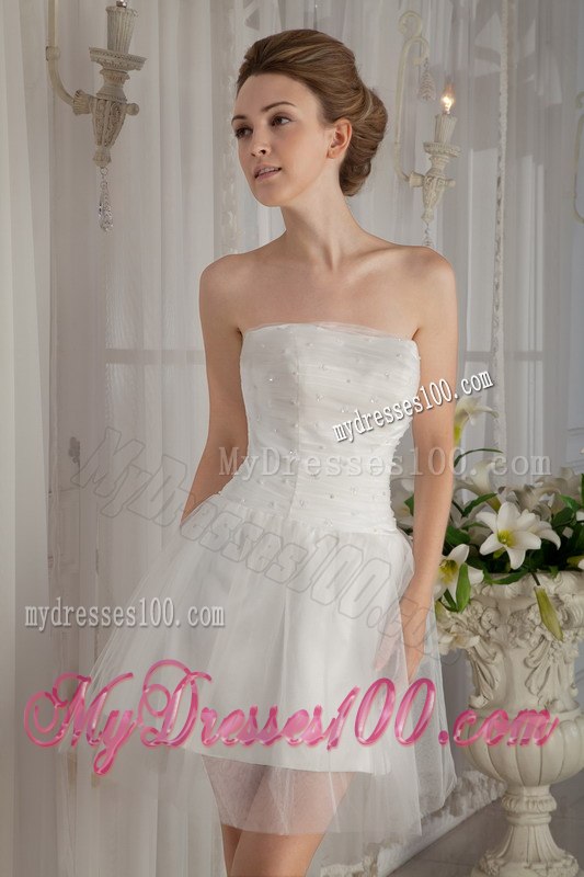 Sweet Princess Strapless Mini-length Beading Wedding Dresses